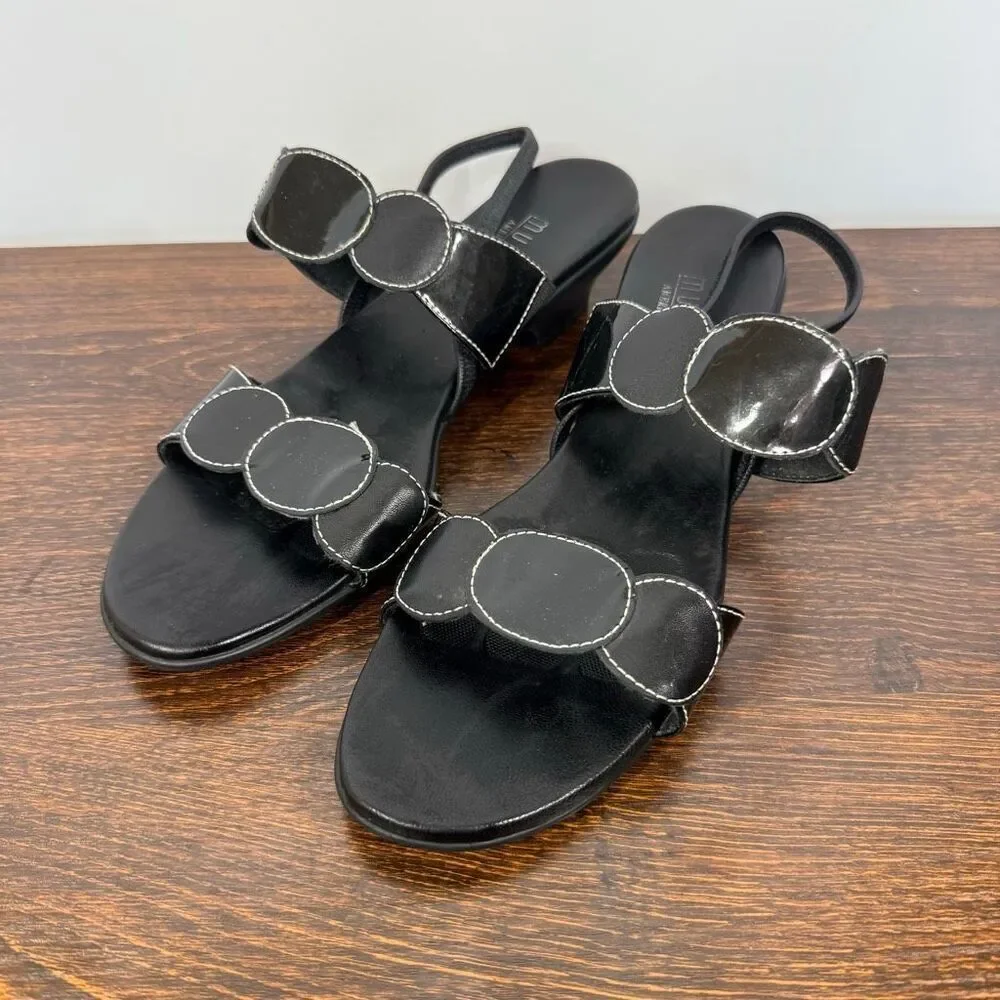 Munro American Eclipse Women’s black kitten heel slingback shoe size 9